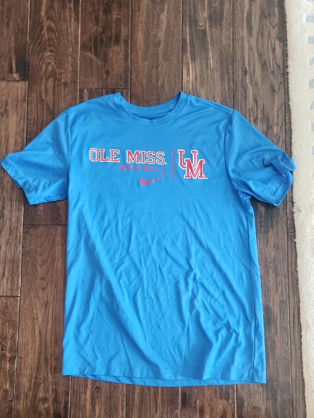 Nike Blue Ole Miss Baseball Short Sleeve Tee with Red & White Logo
